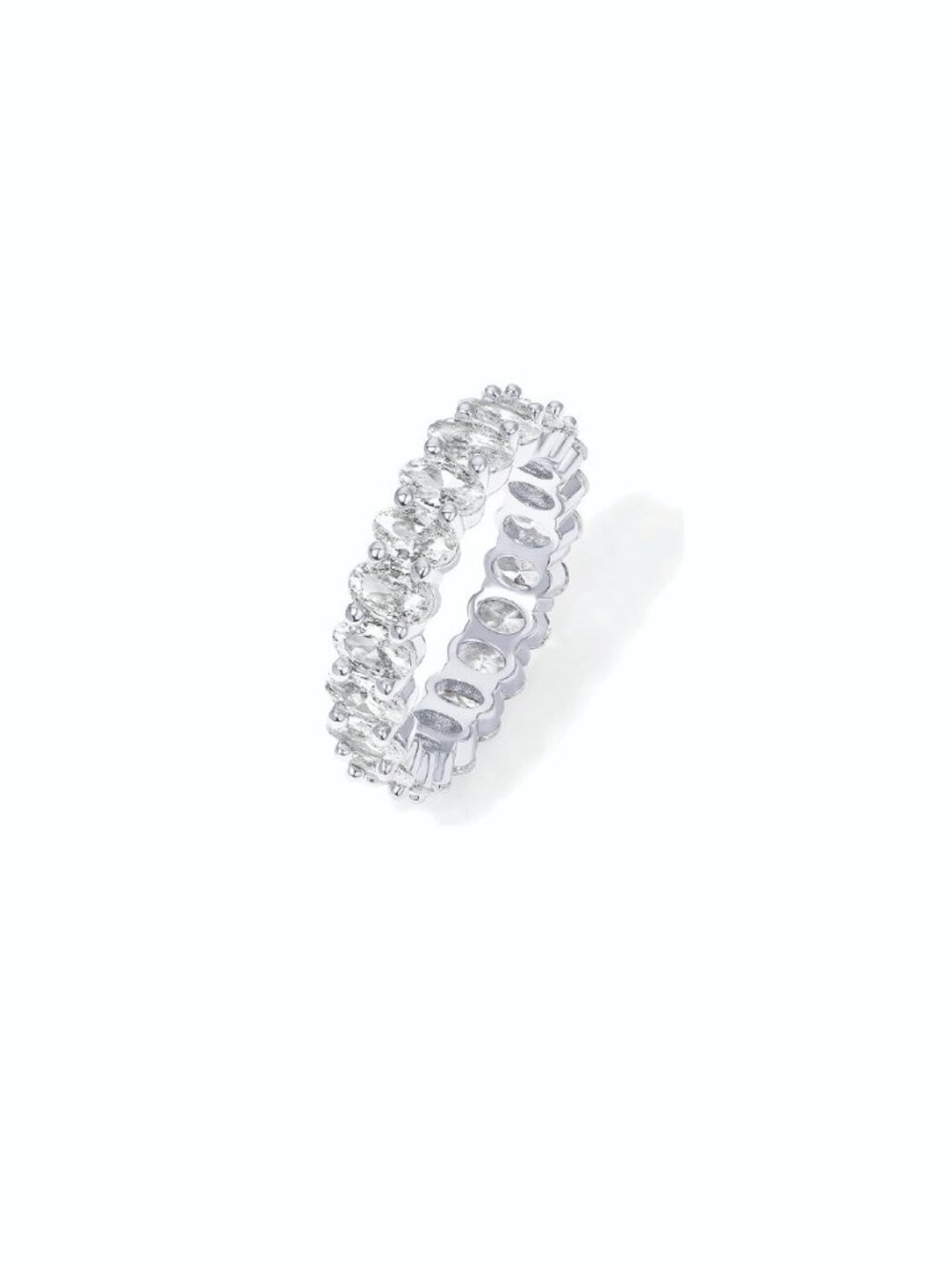 PAVOI 14K Gold Plated Eternity Ring Oval CZ, size 7
